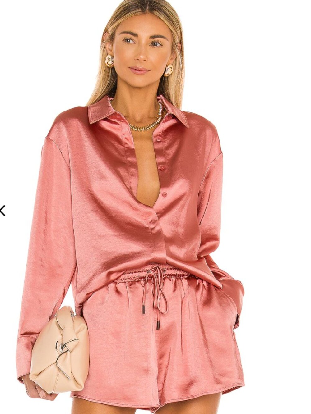 Camila Coelho Matching Set Estella Satin Shorts & Amber Button Down | Small